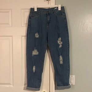 Shein Women’s Ripped Cuffed Jeans Size L